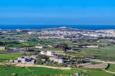 Mdina mediaval şehrinden görünüm. Malta manzarası. Malta