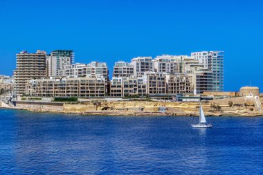 Şehrin yeni bölümü Görünümü Sliema, Malta