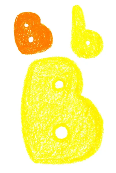 Hand Drawn Oil Yellow Pastel Illustration Letter 어린이 만화는 간단하고 — 스톡 사진
