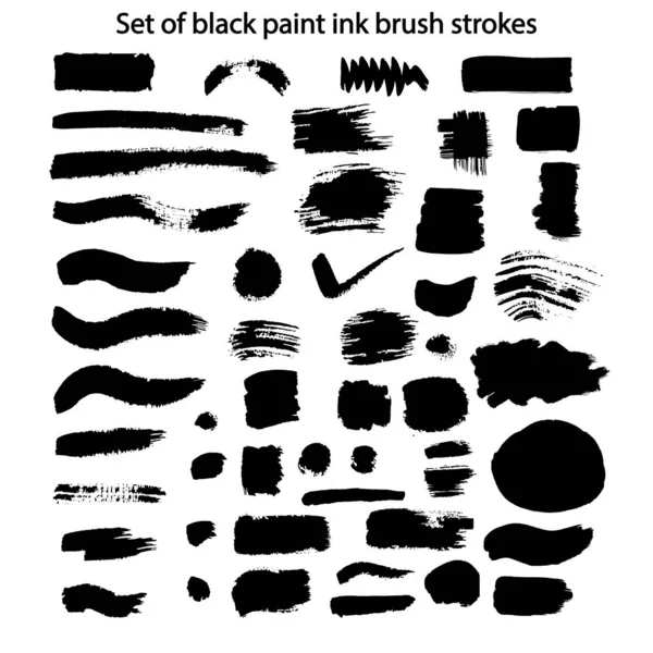 Állítsa Textúrális Tinta Ecset Stroke Fehér Elszigetelt Kézzel Rajzolt Raszter — Stock Fotó