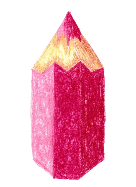 Большой Яркий Pink Ручной Работы Pencil Маслом Пастель Белой Бумаге — стоковое фото