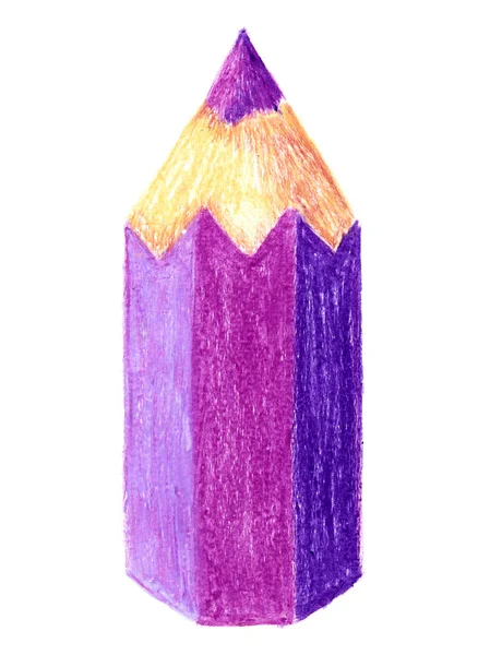 Stort Ljus Violett Handritad Penna Med Oljepastel Vitt Papper Imitation — Stockfoto