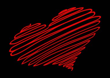 Kırmızı heart.he kırmızı iplik kalp silüeti oluşturur.