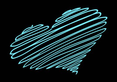 Neon Heart.Neon thread forms the silhouette of the heart.