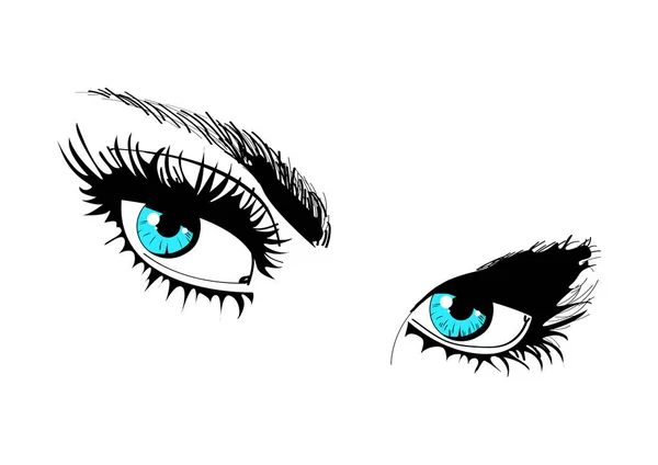 Bellissimi occhi blu femminili.Styling occhi delle donne . — Vettoriale Stock