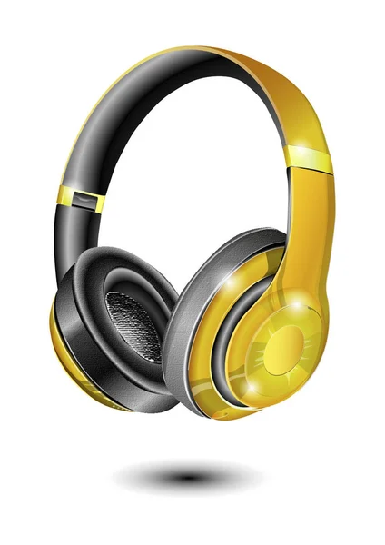 Gold earphones on white background — Stock Vector