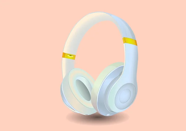 Weiche Kopfhörer, weiße matte Kopfhörer. — Stockvektor