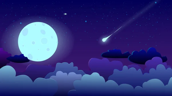 夜空飞行的彗星 . — 图库矢量图片