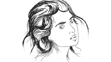 Kız yarım dönüş kontur vektör.