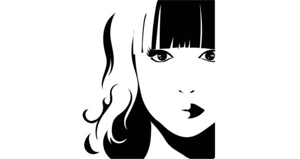 Ilustración en blanco y negro de una niña — Vector de stock