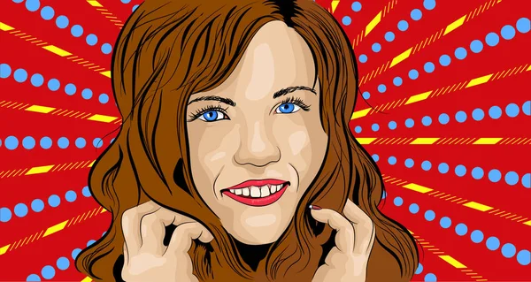 Ilustración vectorial de chica en estilo pop art — Vector de stock