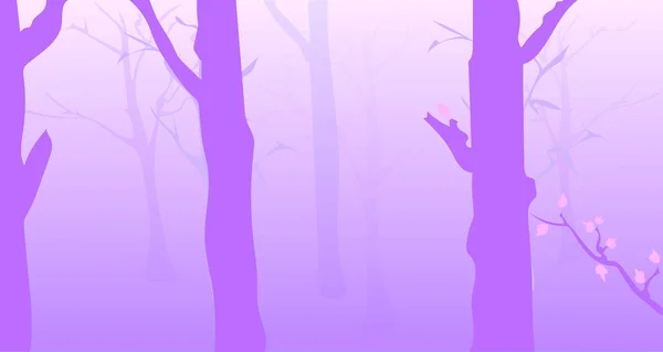 Morning Misty forest — Stockvector