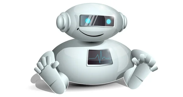 Beyaz arka plan üzerinde küçük komik robot