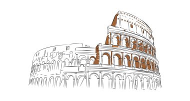 Beyaz bir arka planda Colosseum doğrusal görüntü.