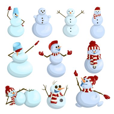 Karikatür tarzında komik ve komik vektör kardan adam.