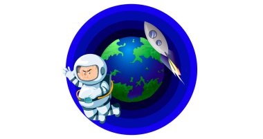 Uzay kavramı vektör çizim düz stilde astronot.