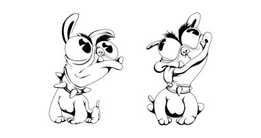 El çizimi çizimi buldoglar. Vektör illüstrasyonu beyaz arkaplanda izole edildi.