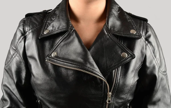 Siyah Biker Deri Ceket Kadınlar