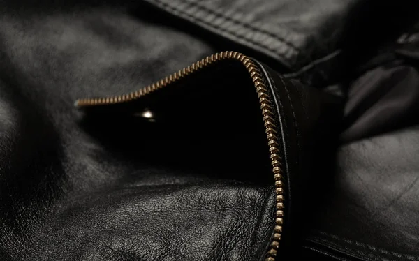 Close up of leather jacket details, Biker jacket