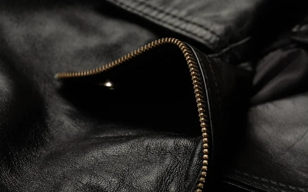 Primer Plano Los Detalles Chaqueta Cuero Chaqueta Biker —  Fotos de Stock