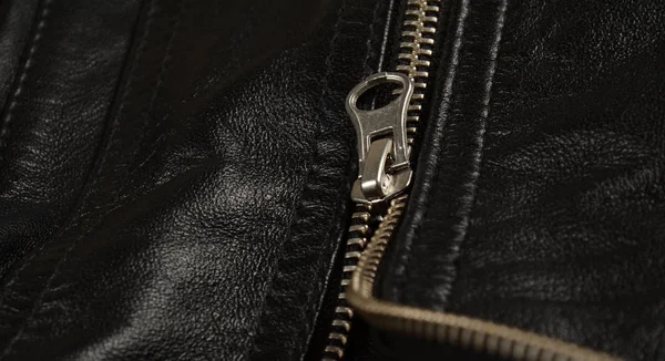 Close up of leather jacket details, Biker jacket