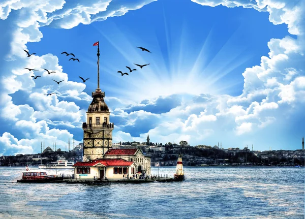 Jungfrutornet Istanbul Turkiet — Stockfoto