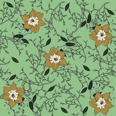 seampless çiçek deseni yeşil