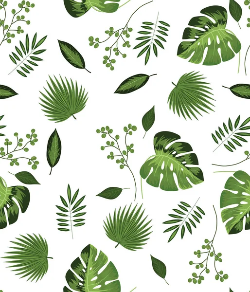 Tropica Flower Palm Leaves Pattern White — Stock Photo, Image