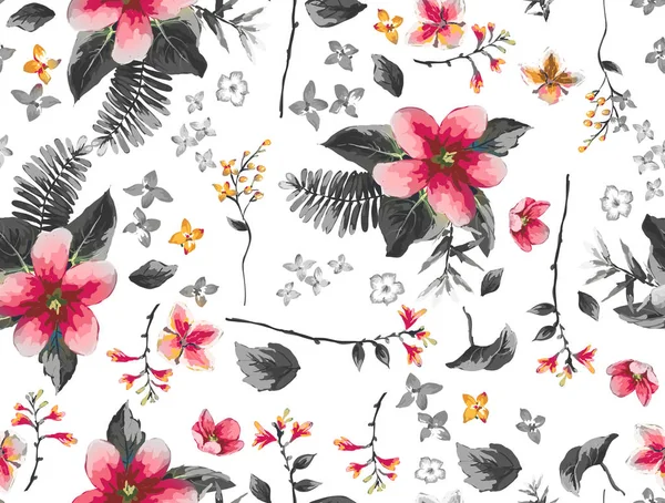 Tropical flowers with branches pattern color design