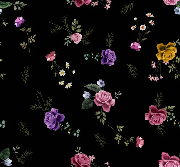  beautiful colorful flower pattern black design