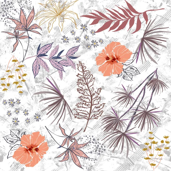 beautiful floral design with mixed leaves pattern