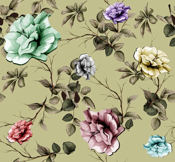 beautiful flower branches in black and yellow pattern