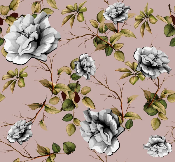 beautiful flower branches in red pattern