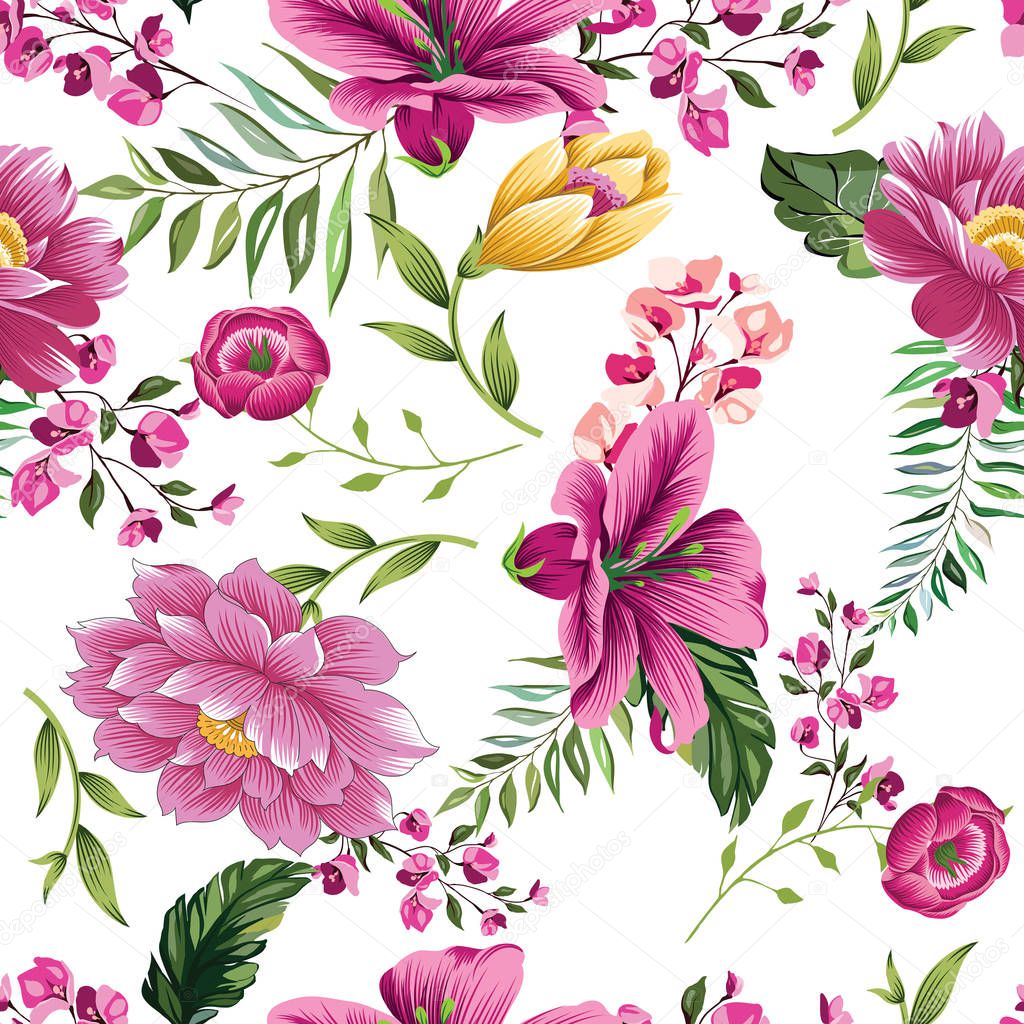 vintage flower pattern on white background