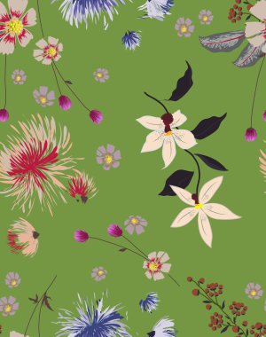 Renkli Trendy çiçek desenli çiçek birçok tür tropikal botanik sorunsuz imkanı 