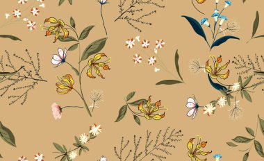 çiçek yaprakları desen beyaz arka plan ile ince dalları