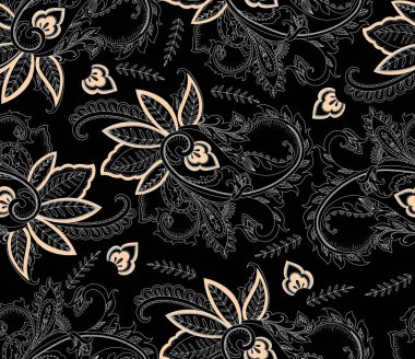 el çizmek paisley desen turuncu ve beyaz güzellik renk