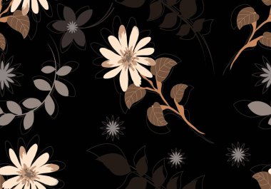siyah arka plan deseni çiçekler ve çiçek doku