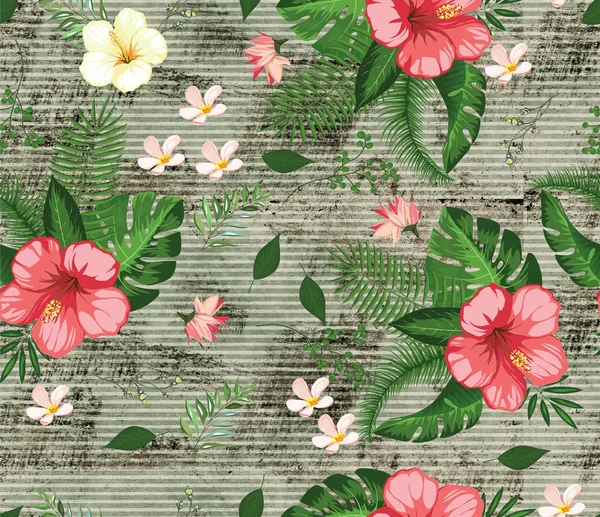 Schöne Tropische Blume Muster Linien Hintergrund — Stockfoto