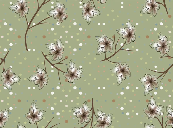 dotted flowers and leaves pattern