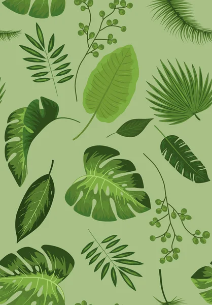 Реалістичний Ілюстрація Тропічний Завод Листя Набору Монстера Папороть Palm Юкка — стокове фото