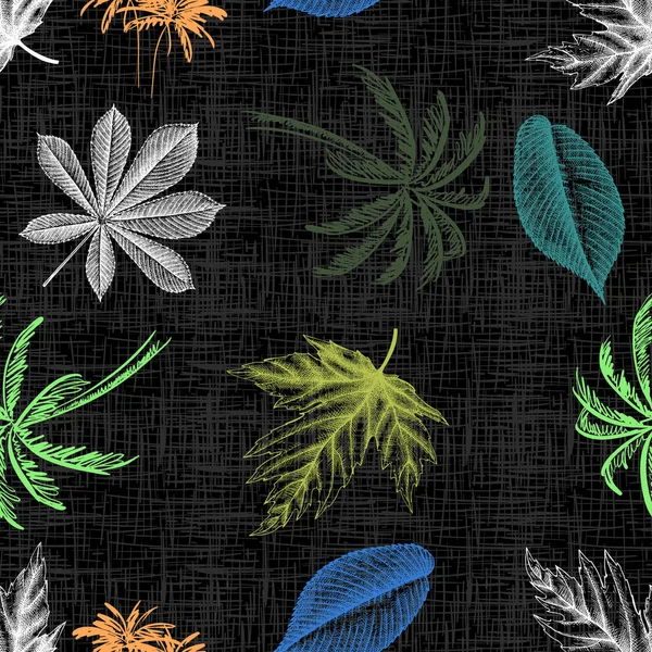 Seamless Pattern Hand Drawn Leaves Seeds Illustration — Stock Photo, Image