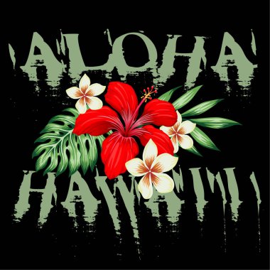Aloha hawai çiçek yaprak desen tasarım