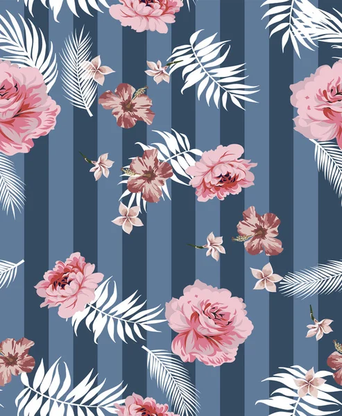  seampless pattern with wild flowers and leaves