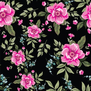  yabani çiçekler ve yaprakları ile seampless desen