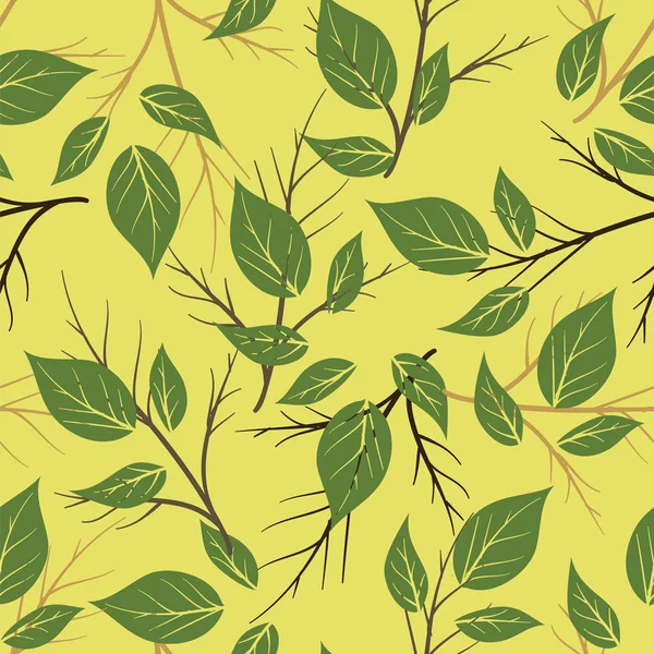 葉のパターンが付いているシームレスな手の描画の枝 — ストック写真