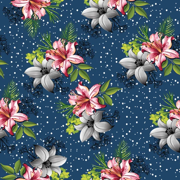 Mooie naadloze bloem met verlof patroon — Stockfoto