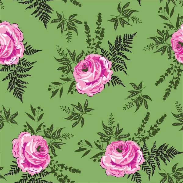 Schöne Rosenblüte mit Ästen Muster — Stockfoto