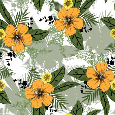 yaprak dikişsiz desen tasarımı ile güzel çiçek dalları