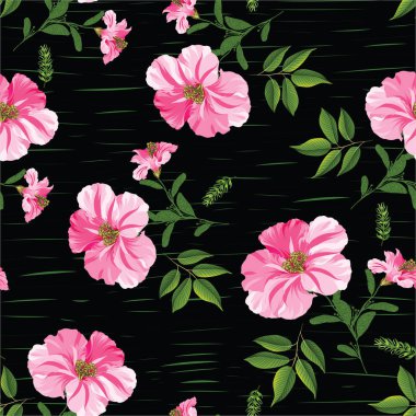 Dikişsiz desen hibiscus çiçek vektör el çizmek tasarım